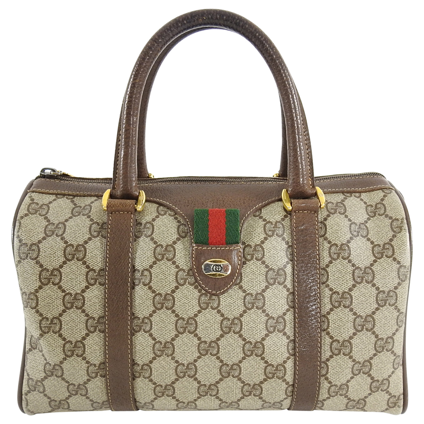 Gucci Vintage 1980’s Brown Monogram Canvas Boston Bag