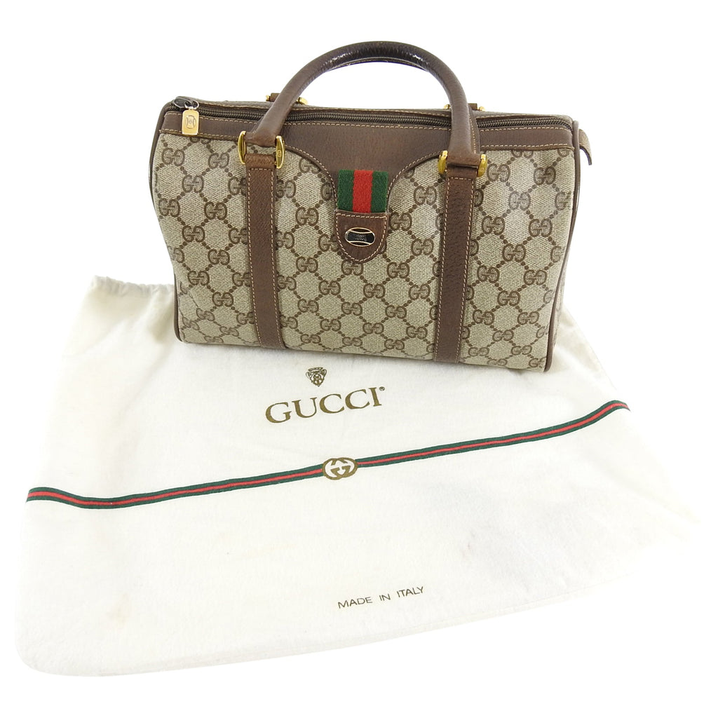 Gucci Vintage 1980’s Brown Monogram Canvas Boston Bag