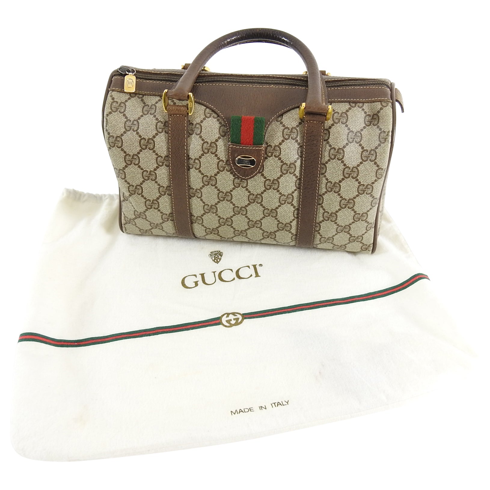 Gucci Vintage 1980’s Brown Monogram Canvas Boston Bag