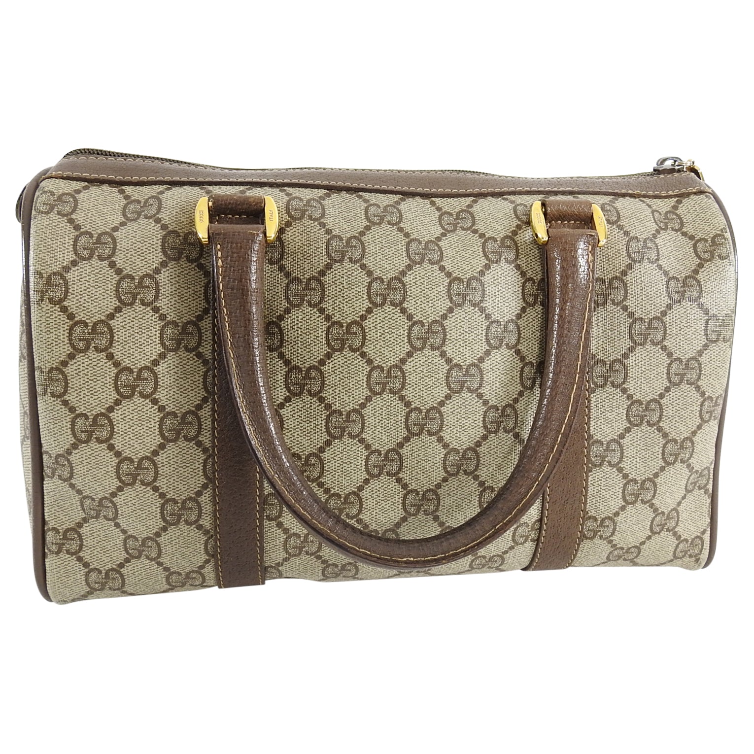 Gucci Vintage 1980’s Brown Monogram Canvas Boston Bag