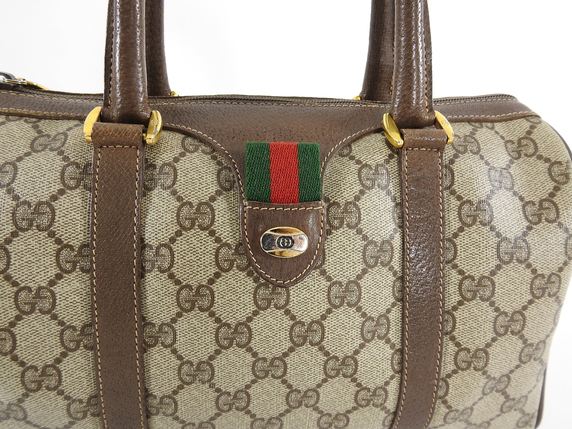 Gucci Vintage 1980’s Brown Monogram Canvas Boston Bag