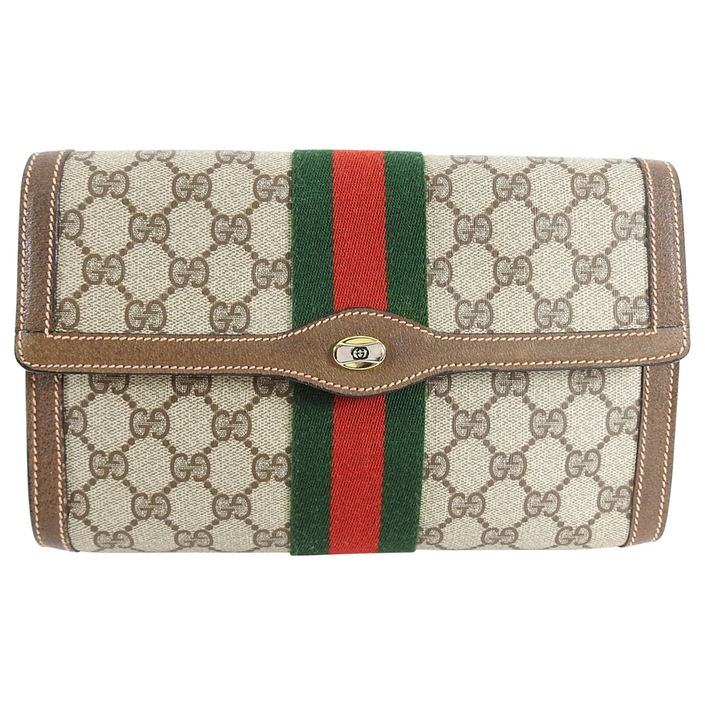 Gucci Vintage 1980’s Brown Monogram Canvas Clutch Bag