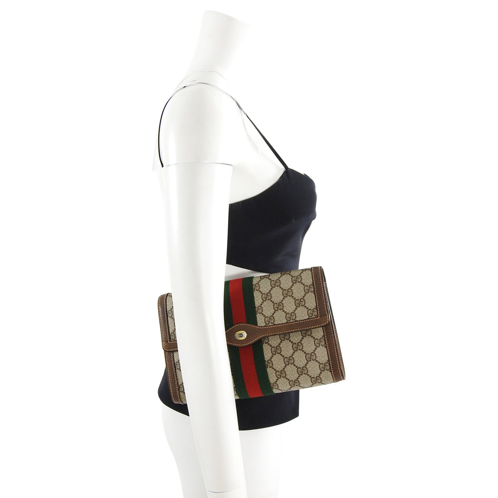Gucci Vintage 1980’s Brown Monogram Canvas Clutch Bag