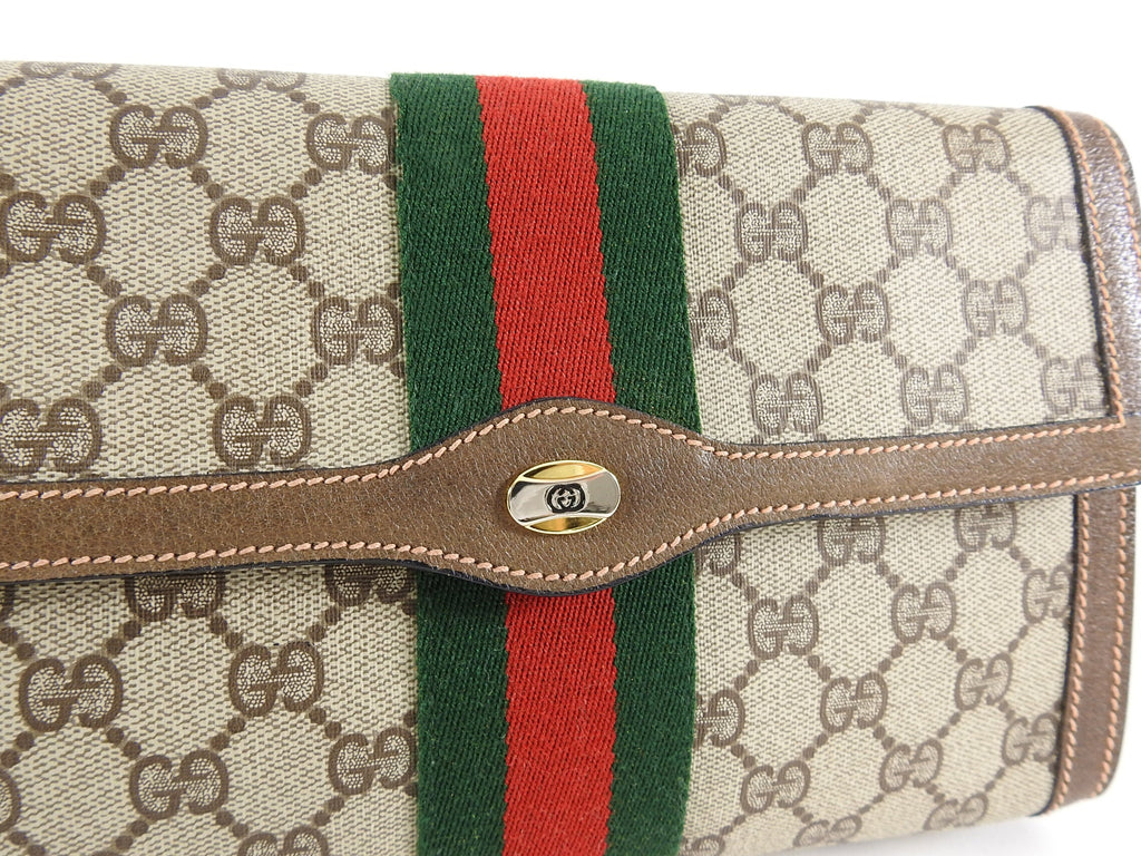 Gucci Vintage 1980’s Brown Monogram Canvas Clutch Bag