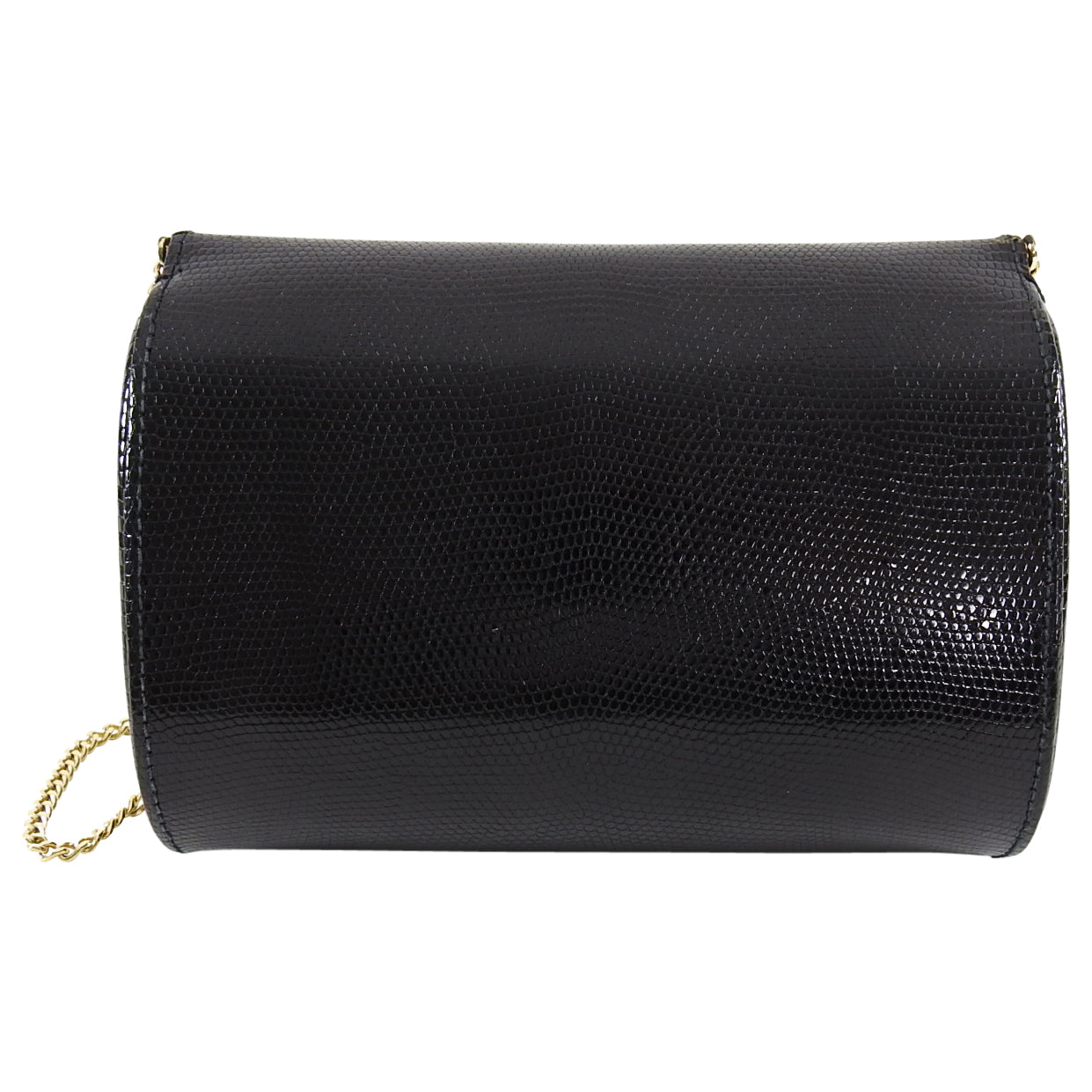 Gucci Vintage 1980’s Black Lizard Chain Strap Evening Bag