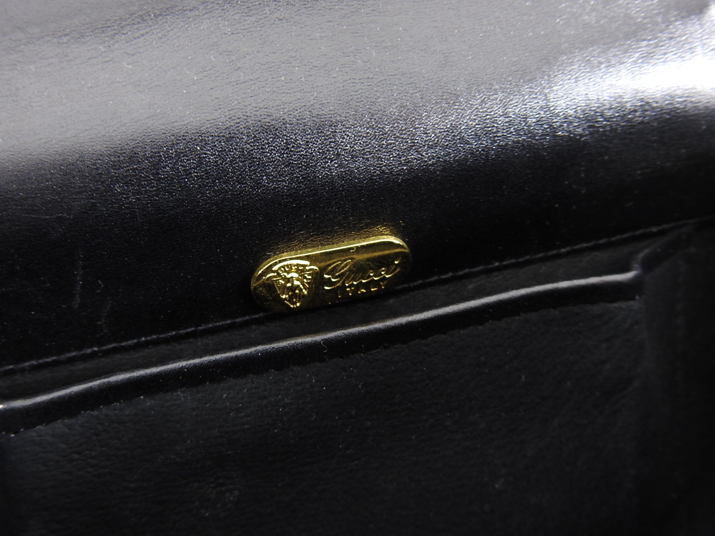 Gucci Vintage 1980’s Black Lizard Chain Strap Evening Bag