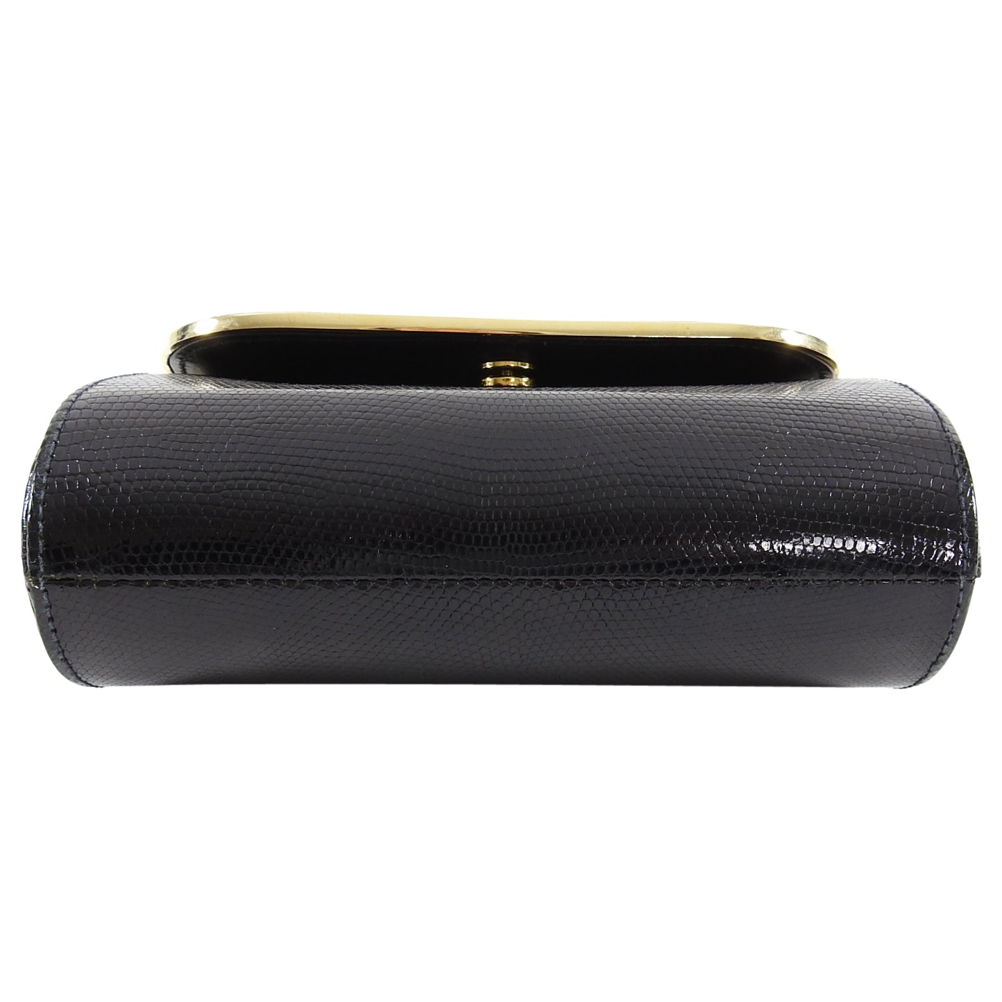 Gucci Vintage 1980’s Black Lizard Chain Strap Evening Bag