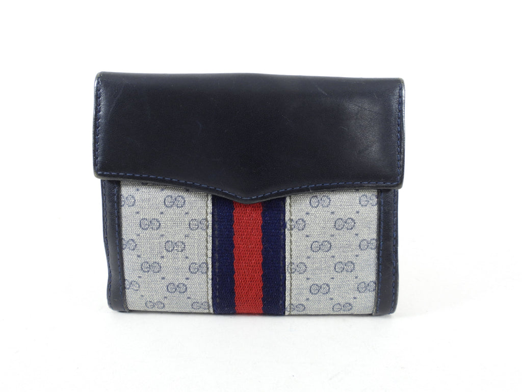 Gucci Vintage 1980’s Blue Monogram French Compact Wallet
