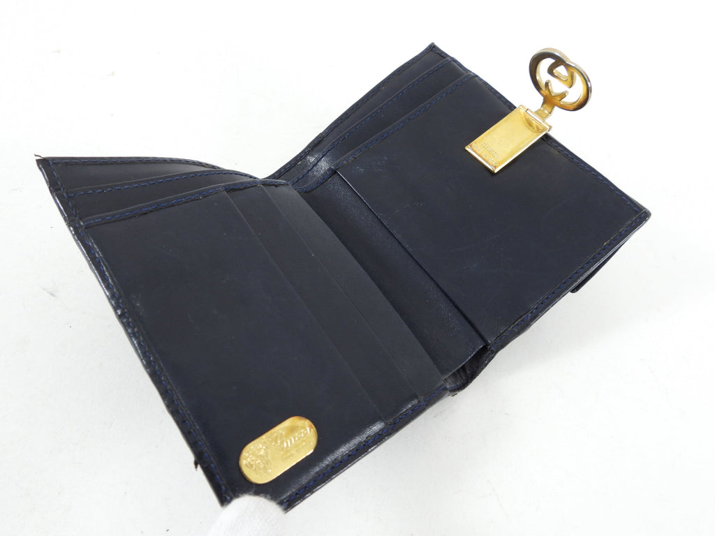 Gucci Vintage 1980’s Blue Monogram French Compact Wallet