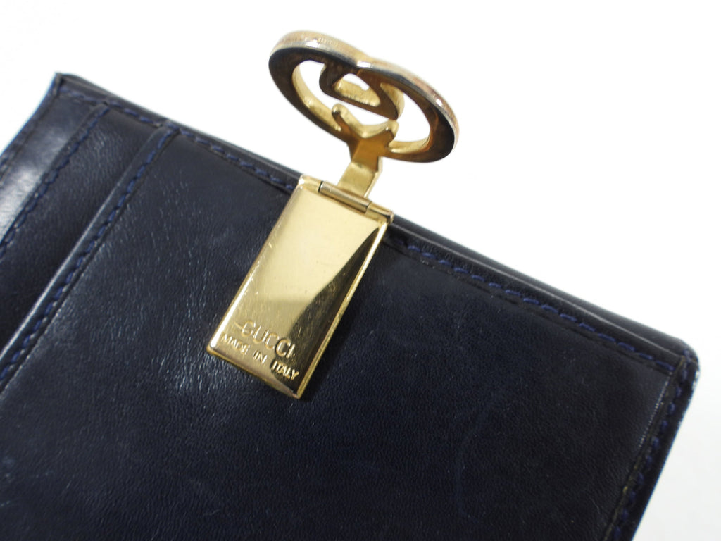 Gucci Vintage 1980’s Blue Monogram French Compact Wallet