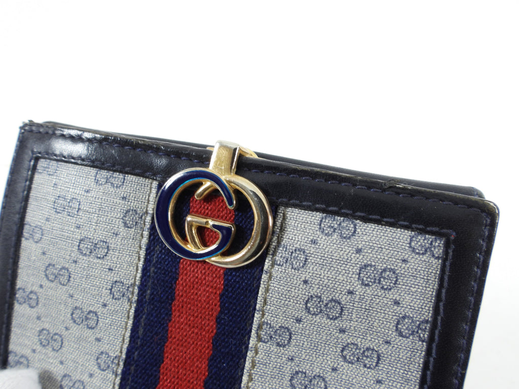 Gucci Vintage 1980’s Blue Monogram French Compact Wallet