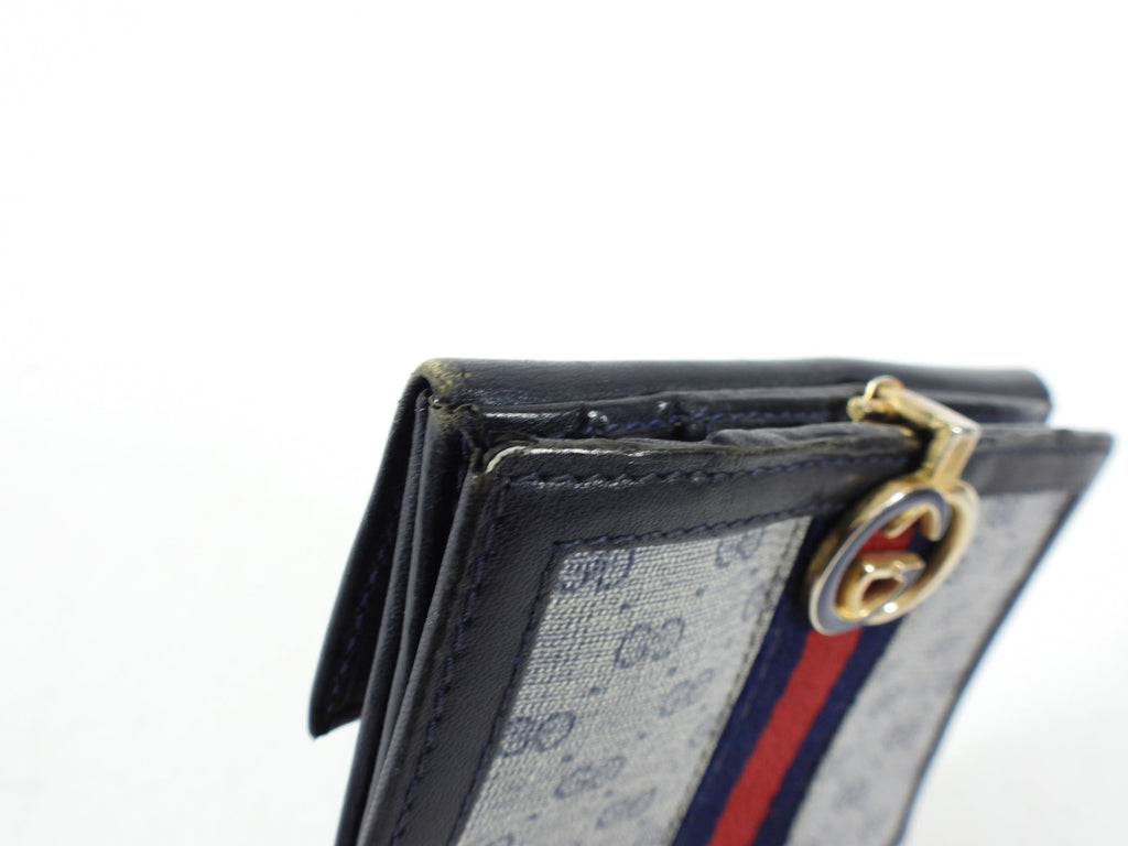 Gucci Vintage 1980’s Blue Monogram French Compact Wallet