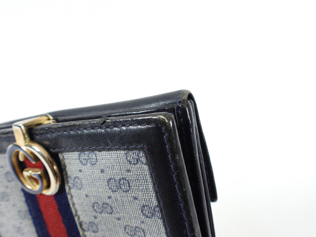 Gucci Vintage 1980’s Blue Monogram French Compact Wallet