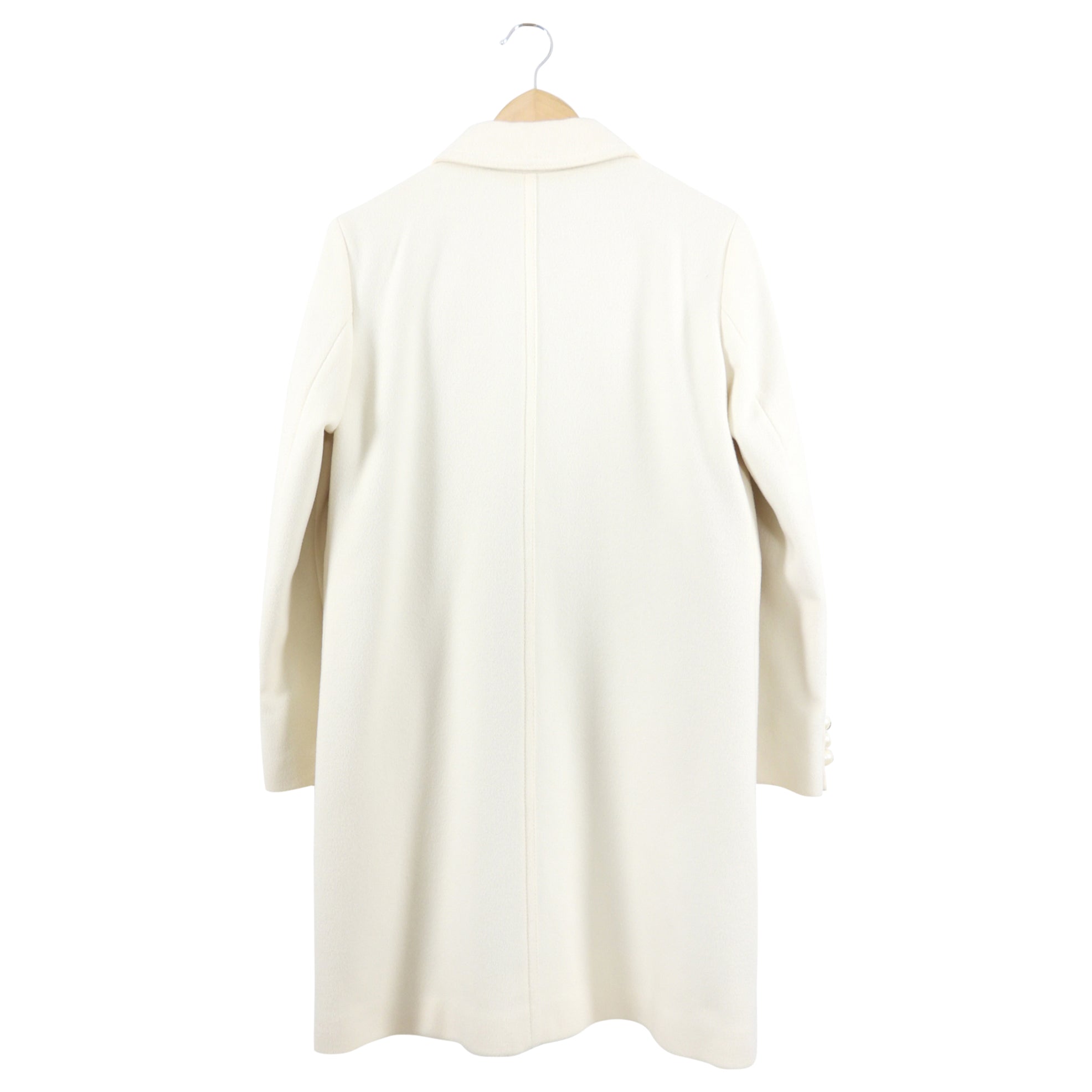 Gucci Ivory Wool GG Pearl Button Single Breasted Coat - USA 2