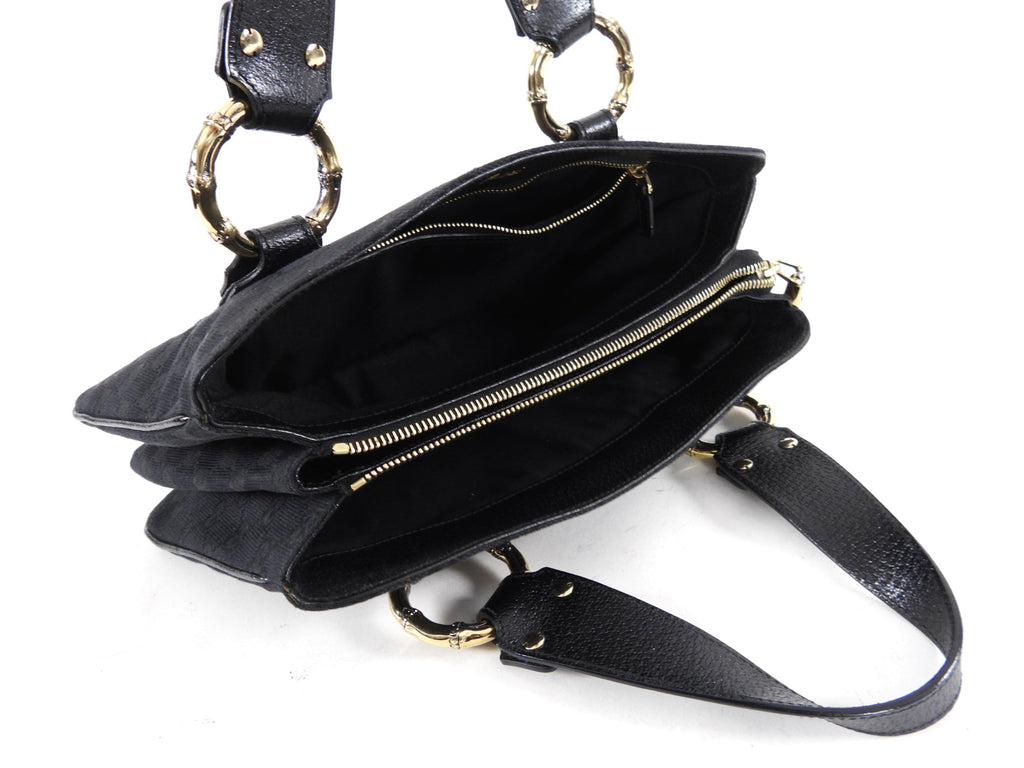 Gucci 2000’s Black Monogram Web Trim Handbag