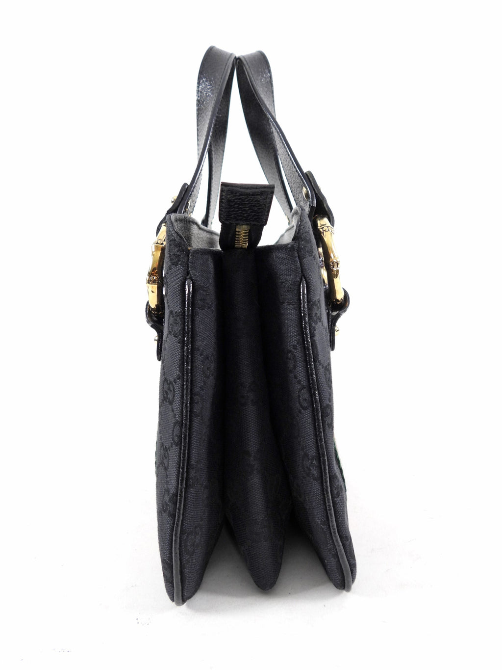 Gucci 2000’s Black Monogram Web Trim Handbag