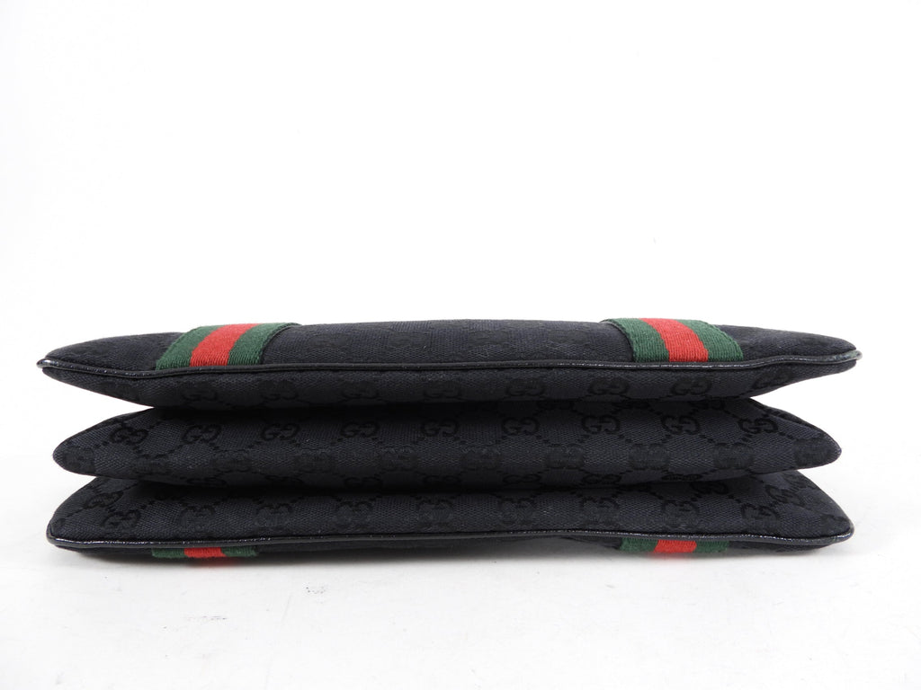 Gucci 2000’s Black Monogram Web Trim Handbag