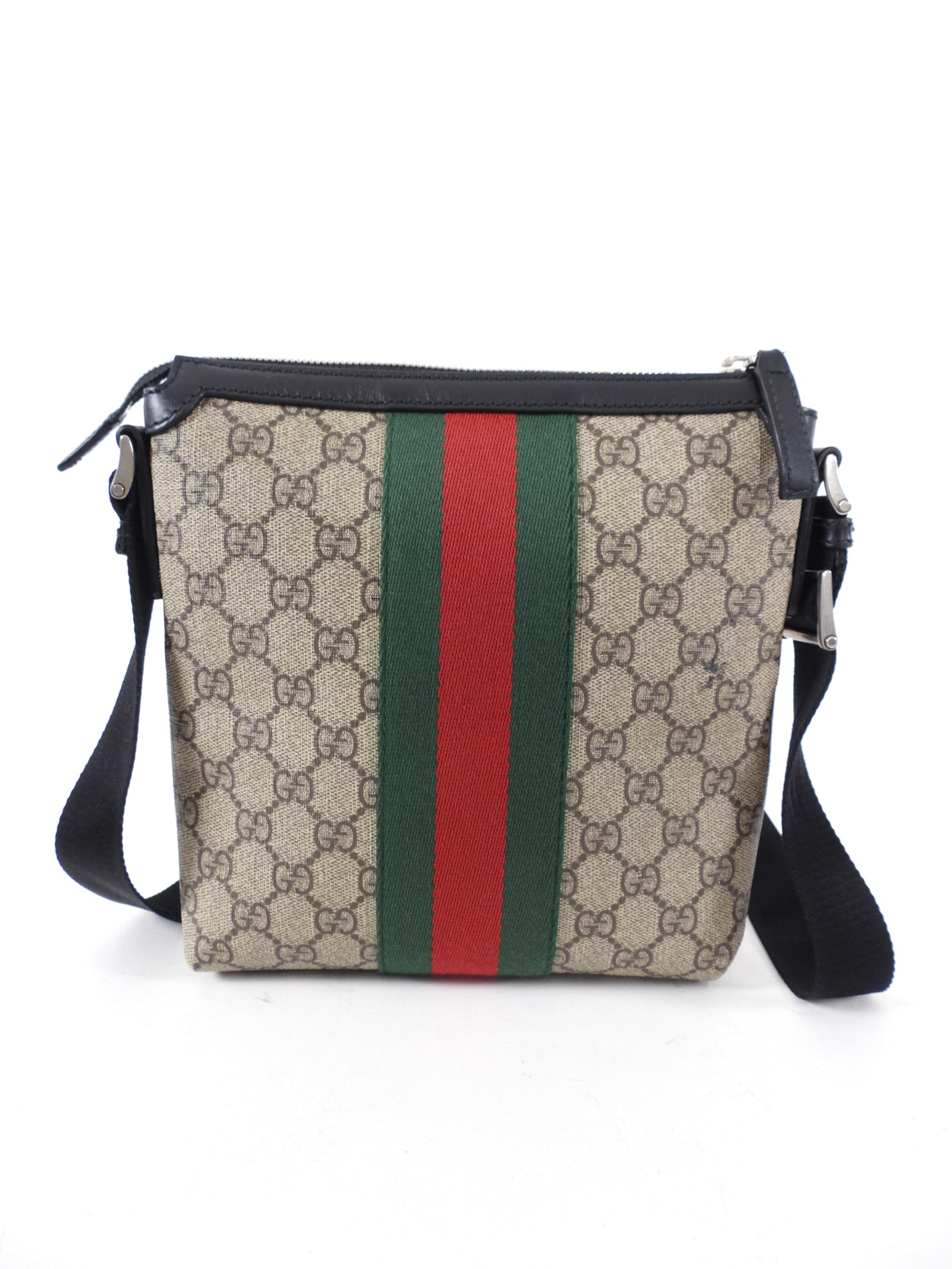 Gucci Monogram Supreme Web Stripe Small Messenger Bag