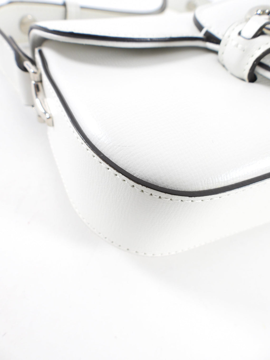 Gucci Horsebit 1955 White Leather Asymmetrical Bag