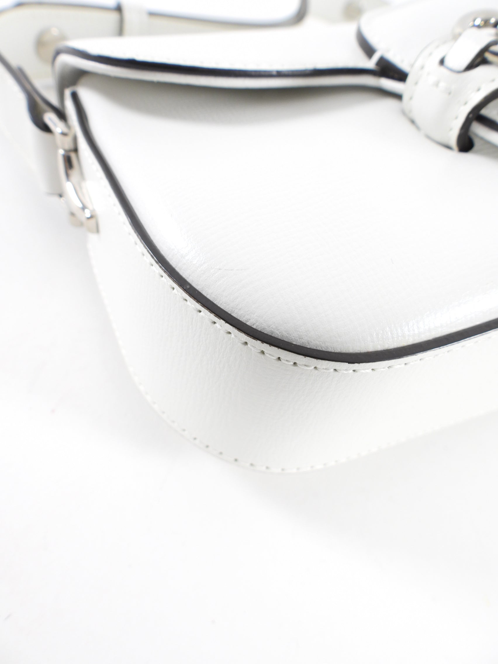 Gucci Horsebit 1955 White Leather Asymmetrical Bag