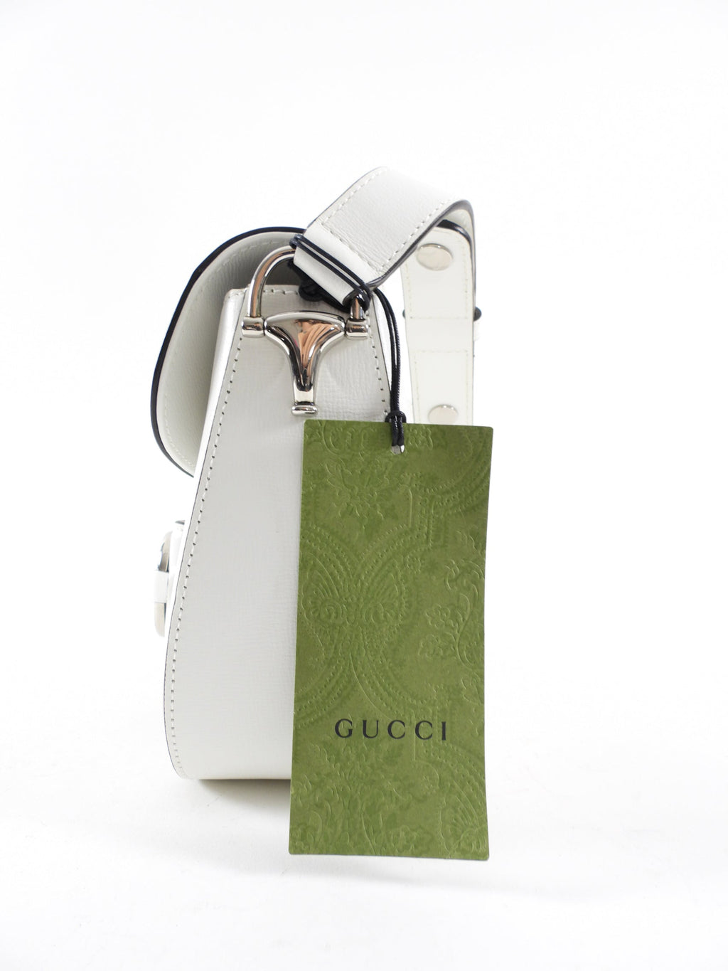 Gucci Horsebit 1955 White Leather Asymmetrical Bag