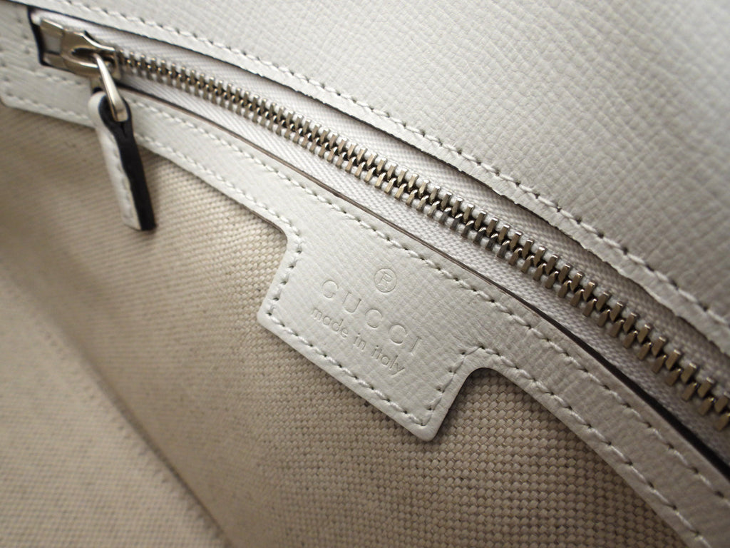 Gucci Horsebit 1955 White Leather Asymmetrical Bag