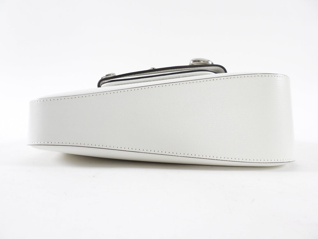 Gucci Horsebit 1955 White Leather Asymmetrical Bag