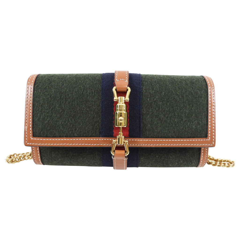 Gucci Small Jackie 1961 Felt Web Wallet on Chain Bag