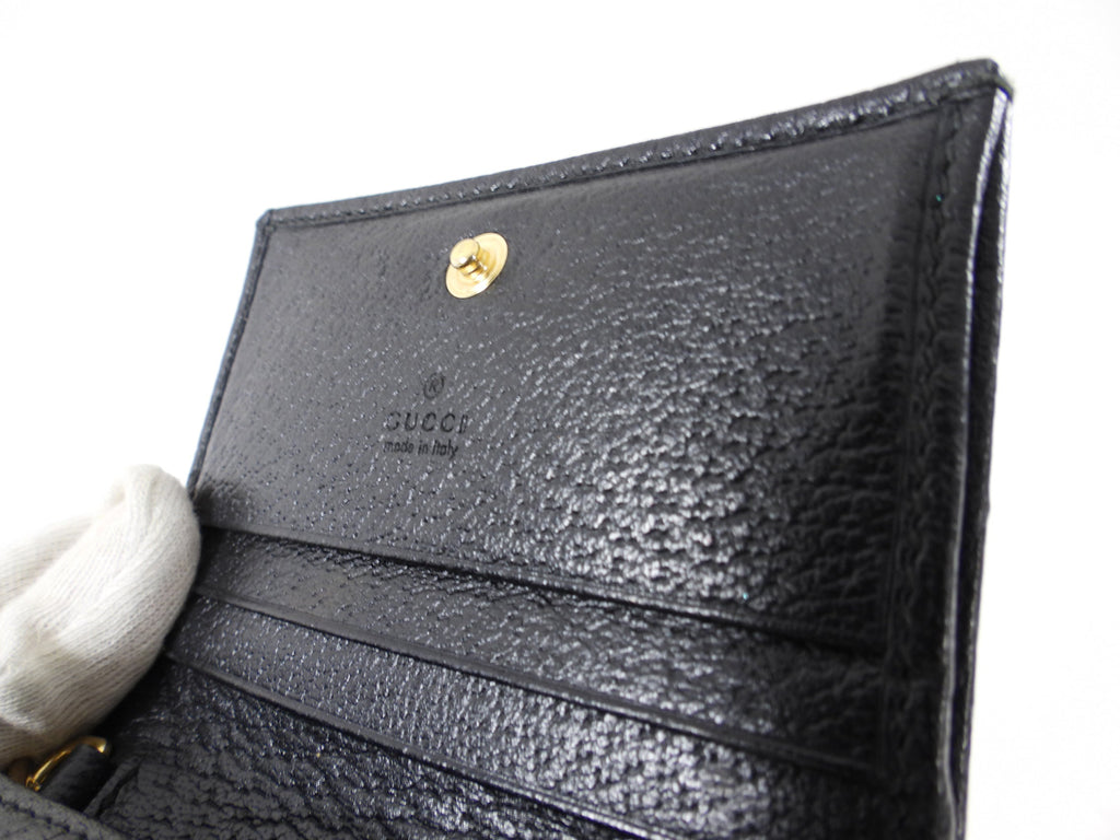 Gucci Black Leather Mini Compact Wallet on Chain