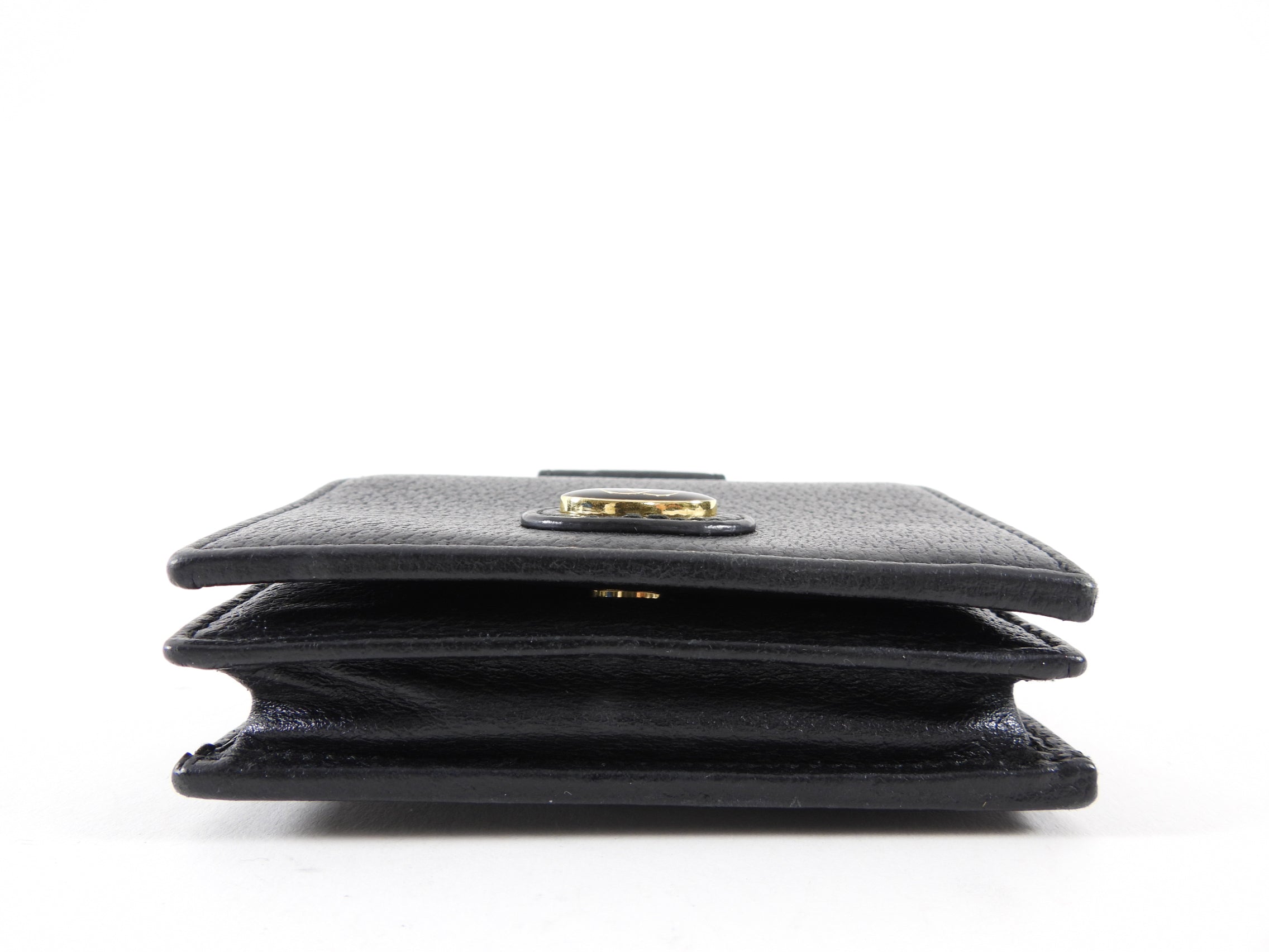 Gucci Black Leather Mini Compact Wallet on Chain