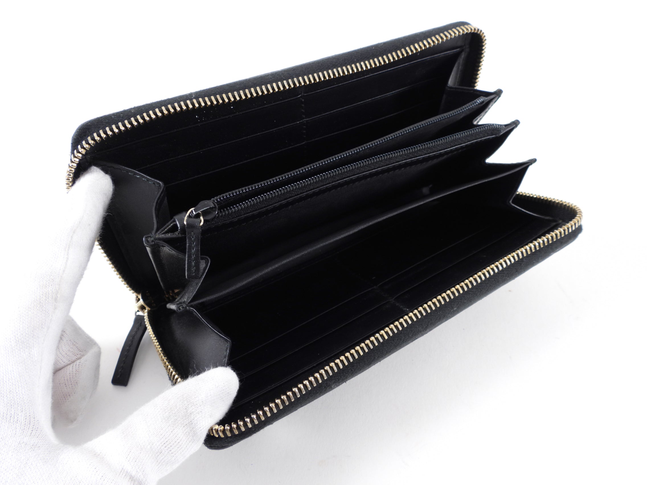 Gucci Monogram Black Leather Guccissima Zip Wallet