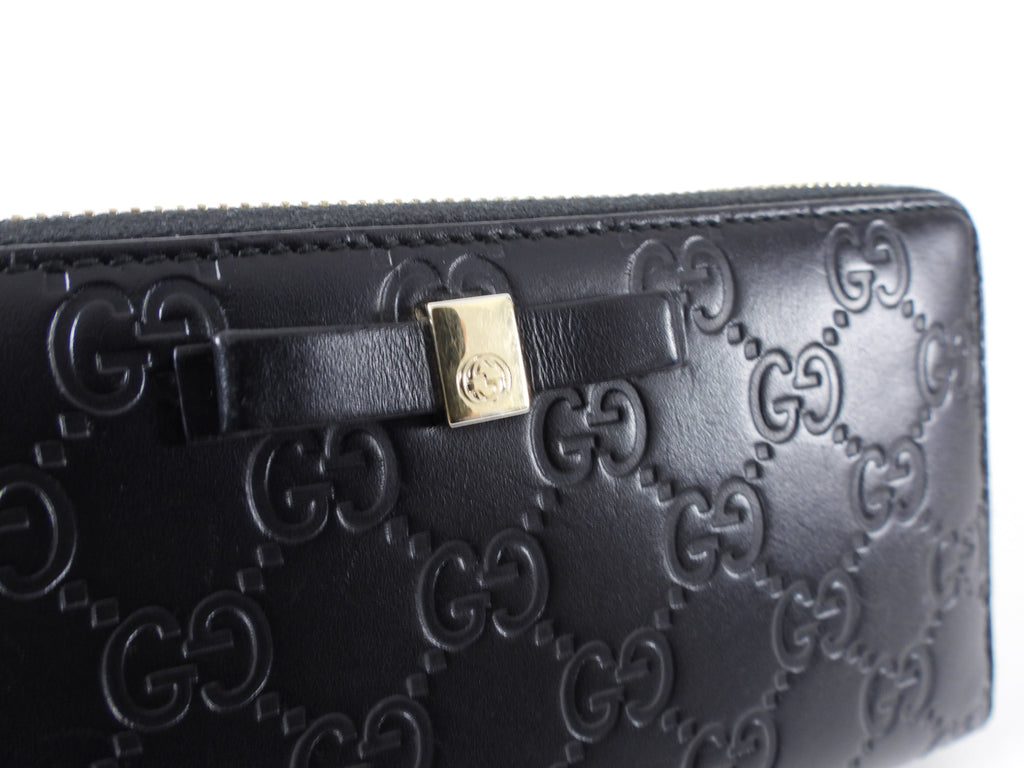 Gucci Monogram Black Leather Guccissima Zip Wallet
