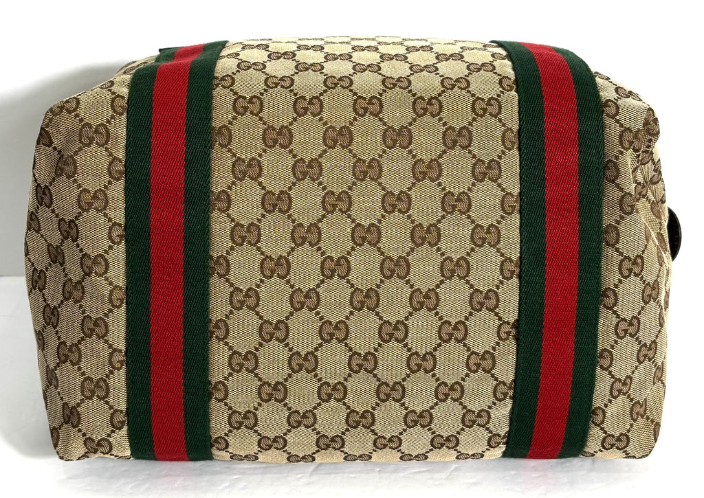 GUCCI GG CANVAS WEB MEDIUM DUFFLE BAG