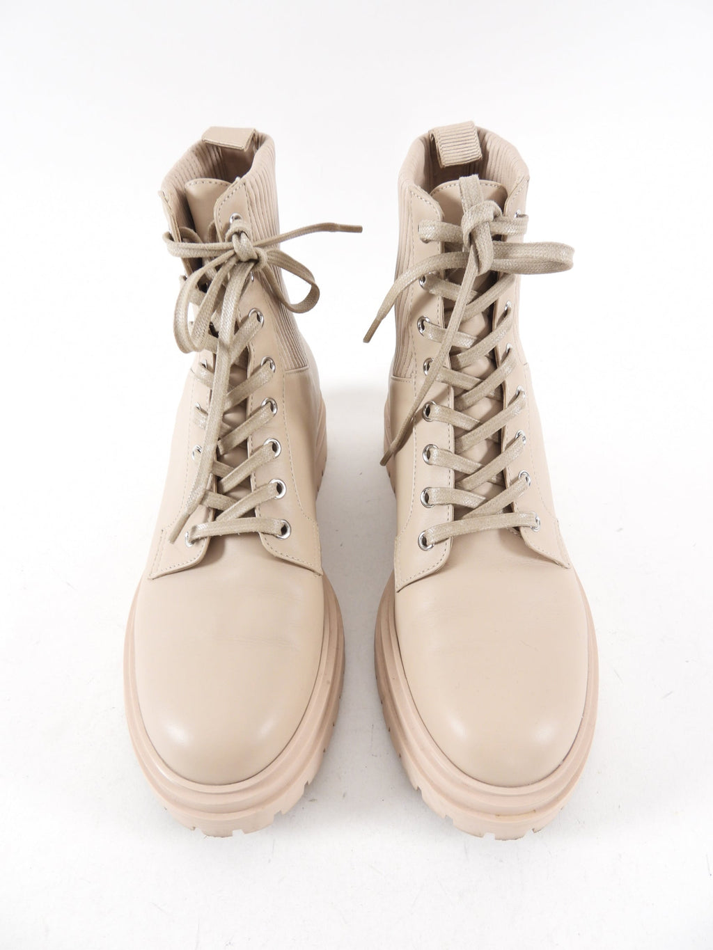 Gianvito Rossi Beige Martis 20 Leather Combat Boots - 40
