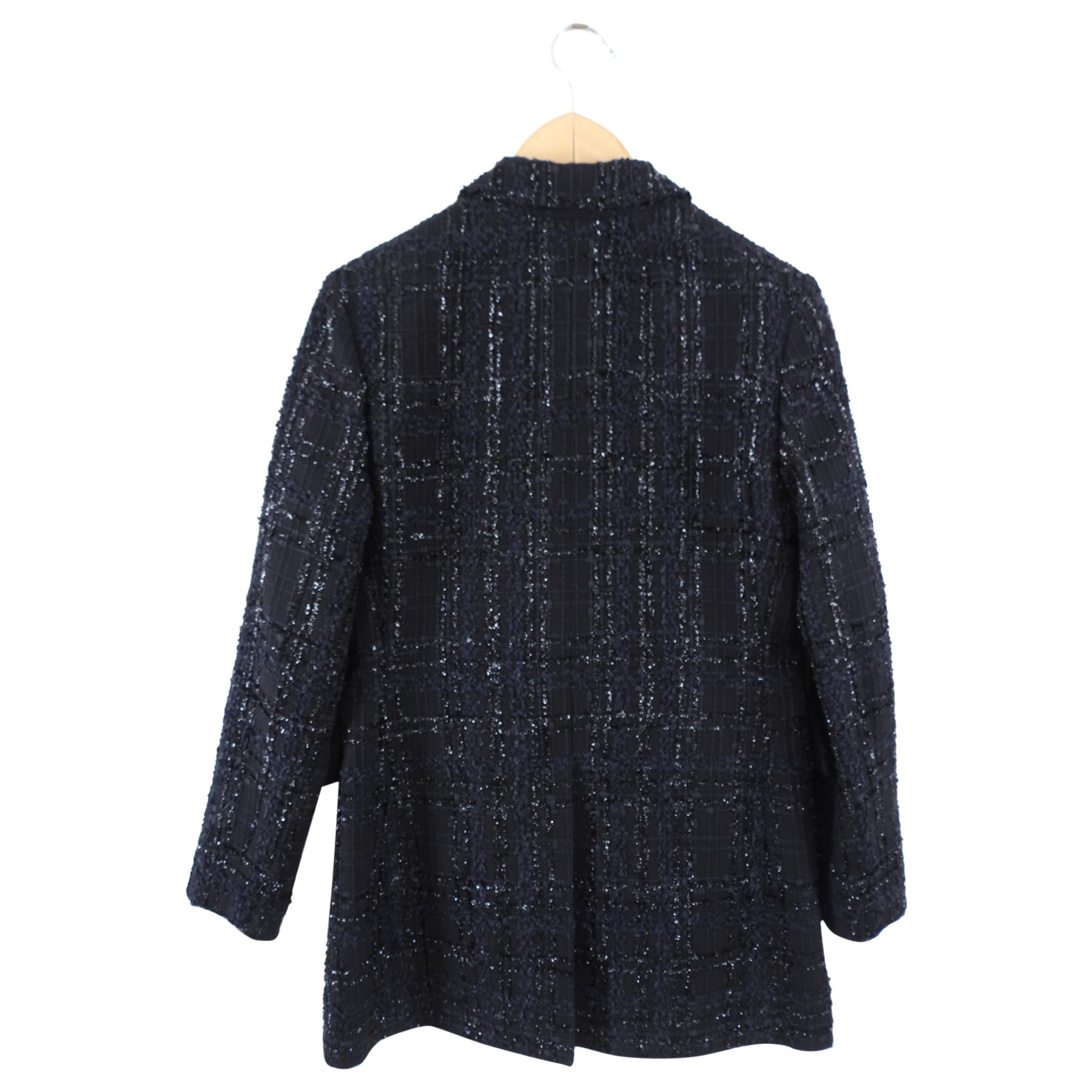 Giambattista Valli Black Shimmer Tweed Blazer with Gold Buttons - IT42 / 6