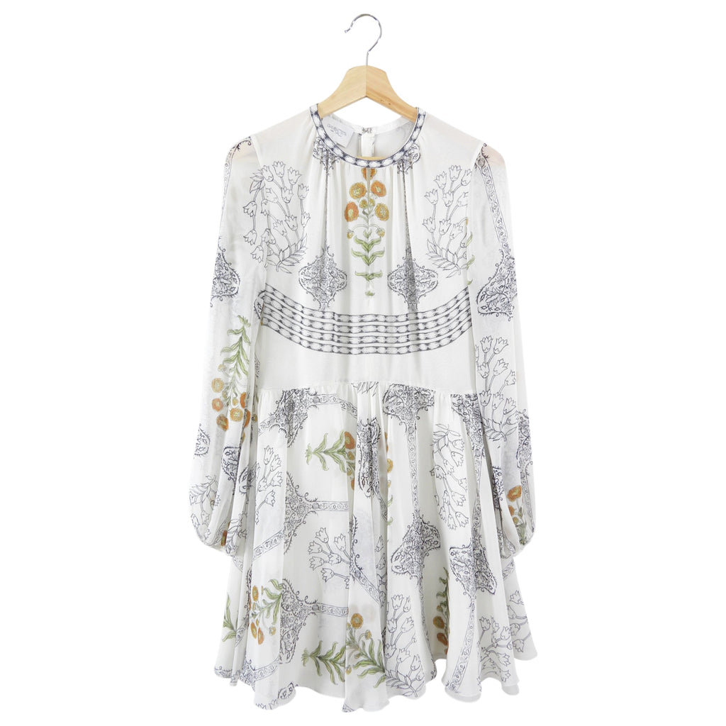 Giambattista Valli White Silk Chiffon Print Dress - IT44 / 8