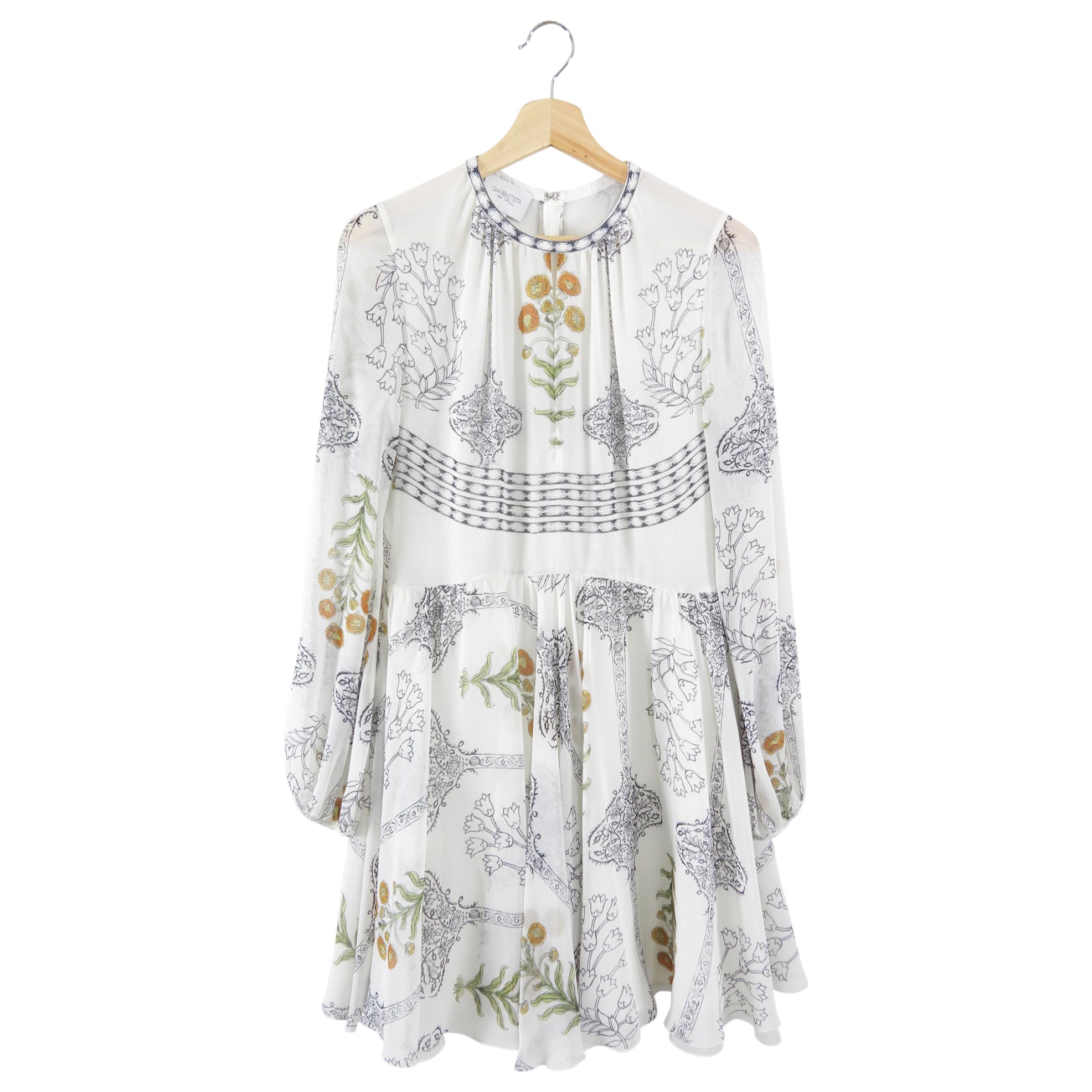 Giambattista Valli White Silk Chiffon Print Dress - IT44 / 8