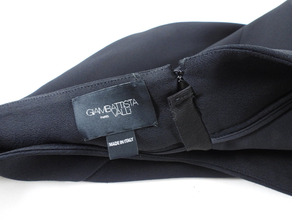 Giambattista Valli Black Crepe A-line Skirt with Crystal Button - IT 44 / M