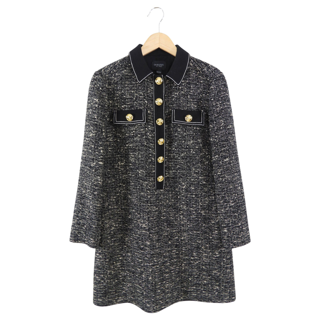 Giambattista Valli Black and Gold Tweed Shirt Dress - IT42 / 6