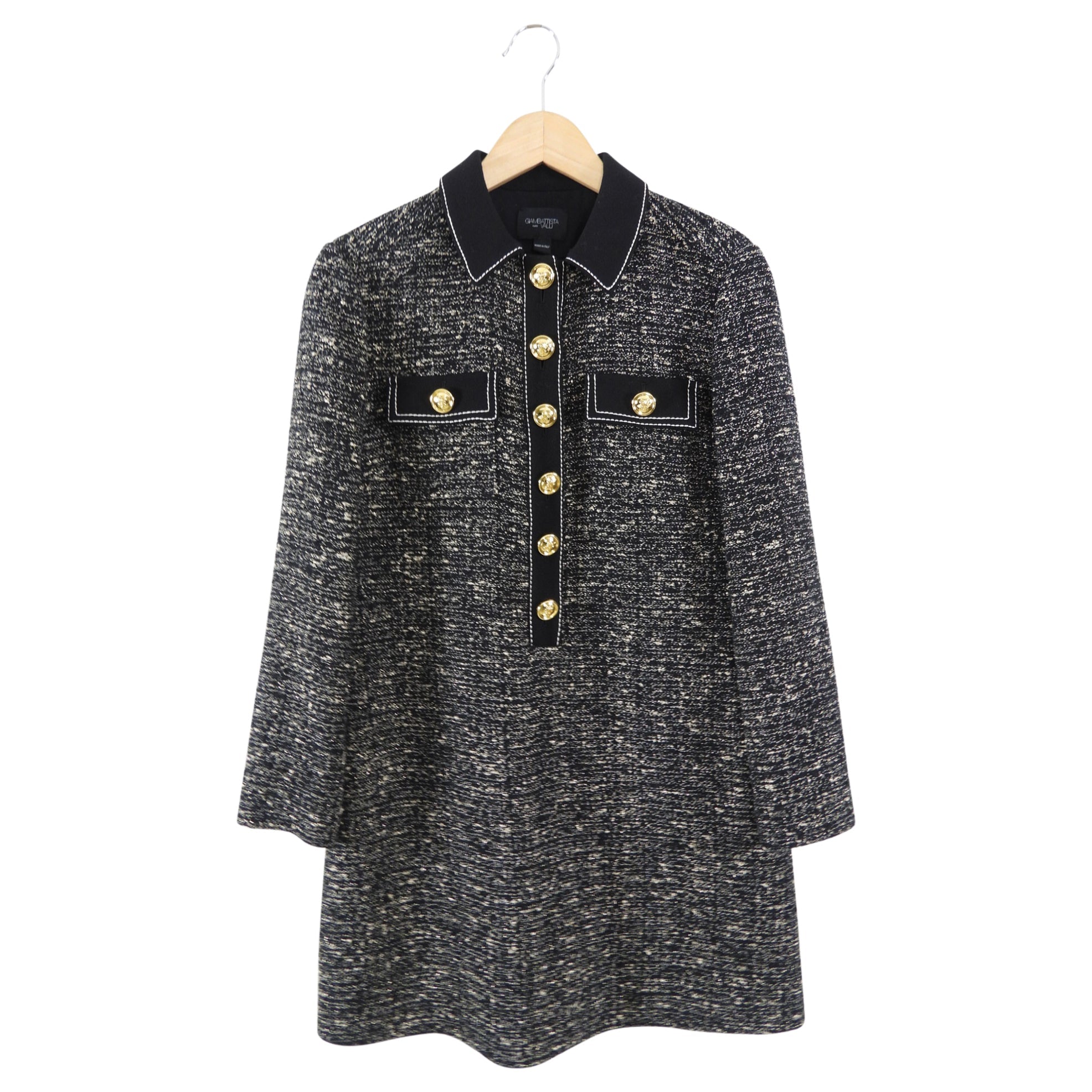 Giambattista Valli Black and Gold Tweed Shirt Dress - IT42 / 6
