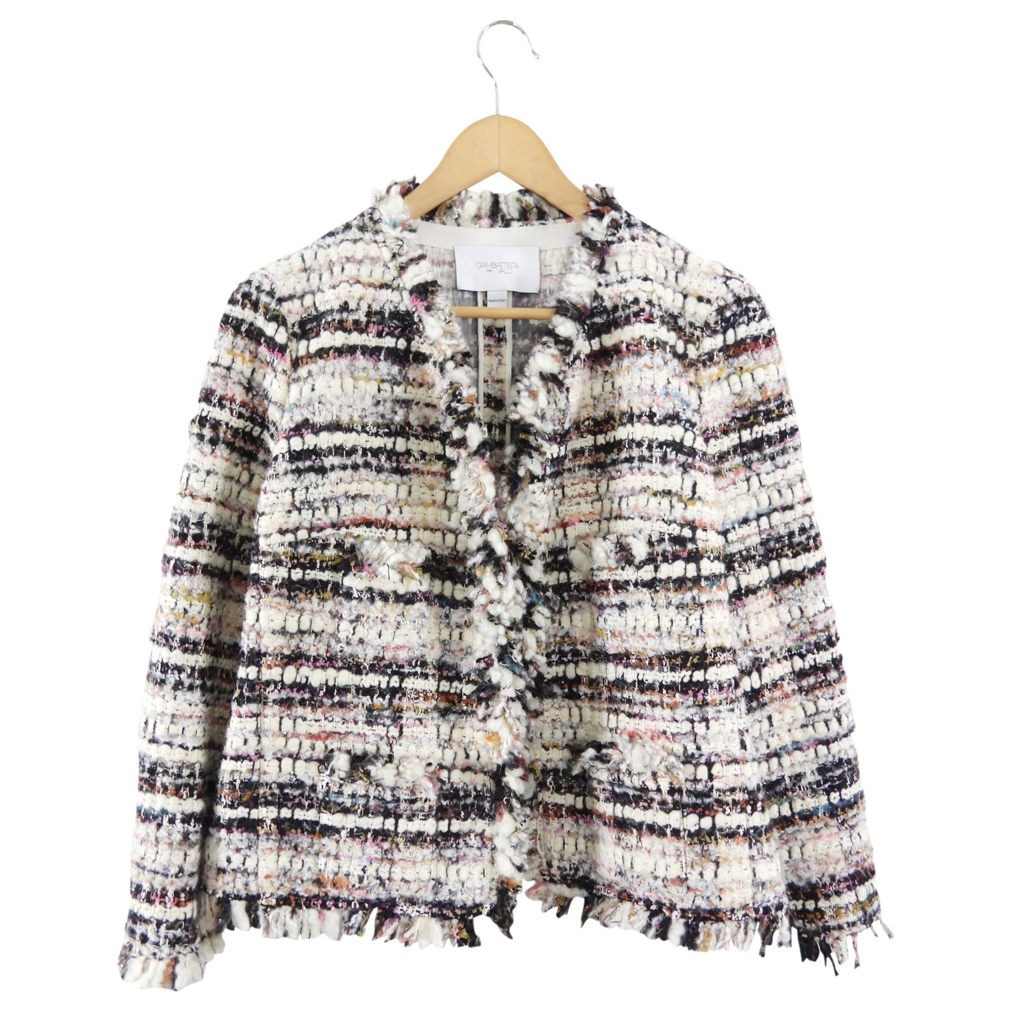 Giambattista Valli Ivory Black Pink Thick Tweed Jacket - IT44 / USA 8