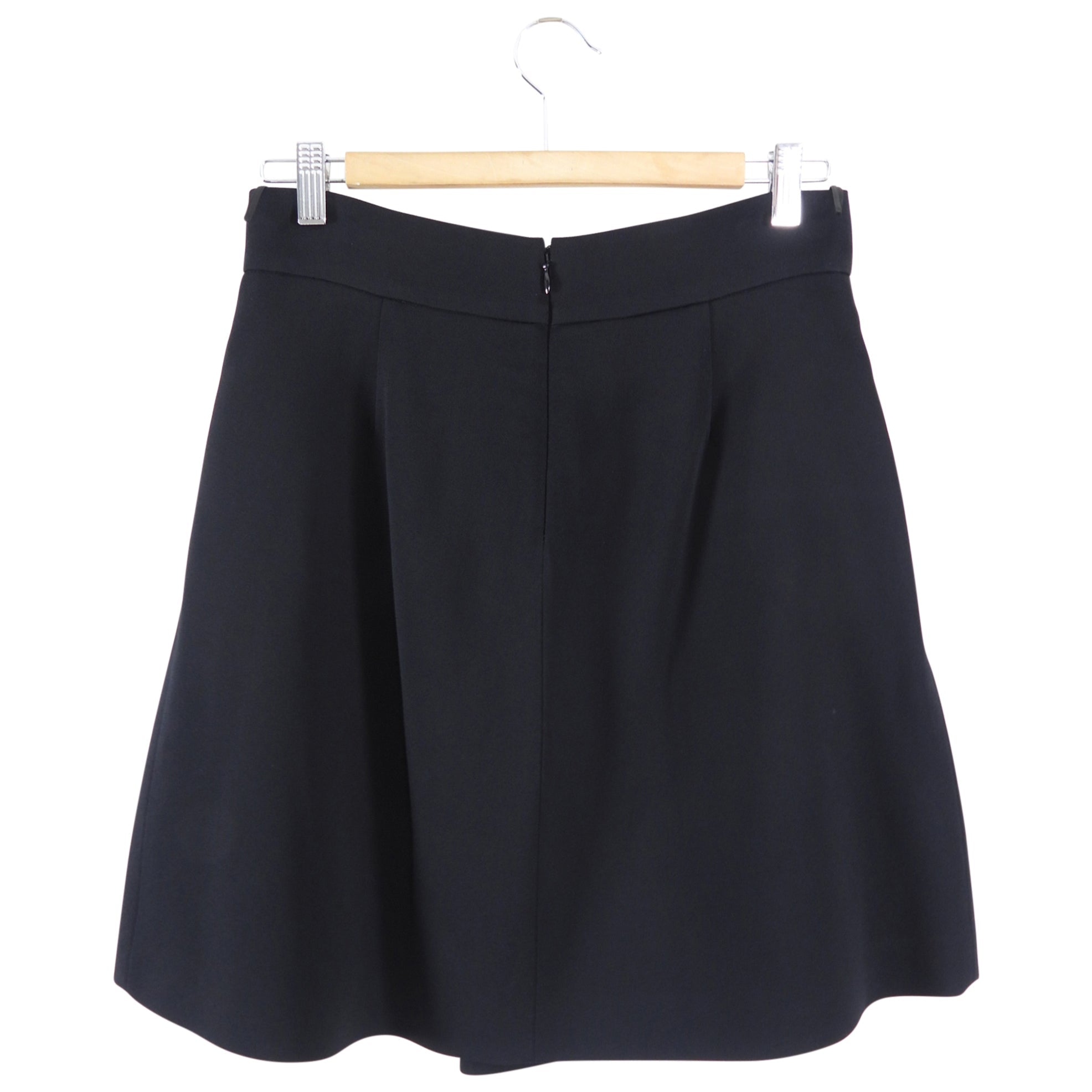 Giambattista Valli Black Crepe A-line Skirt with Crystal Button - IT 44 / M