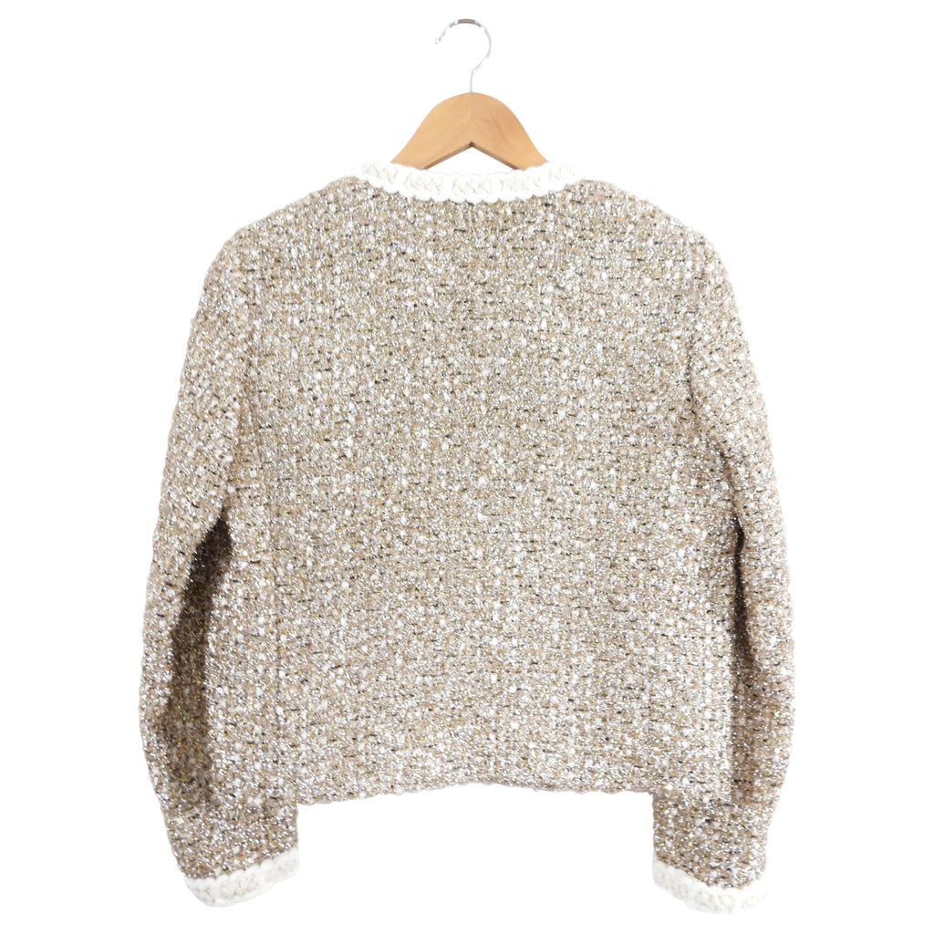 Giambattista Valli Gold and Silver Metallic Tinsel Tweed Skirt Suit - S / M