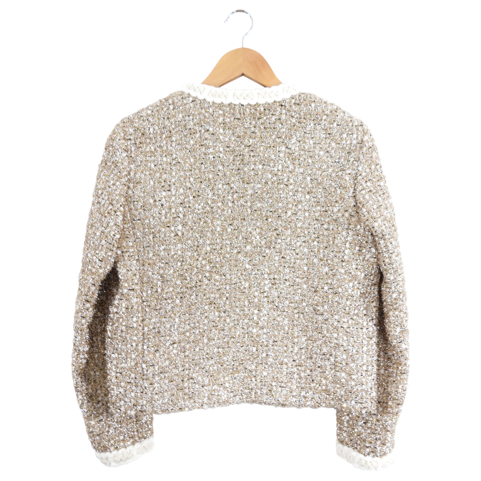 Giambattista Valli Gold and Silver Metallic Tinsel Tweed Skirt Suit - S / M