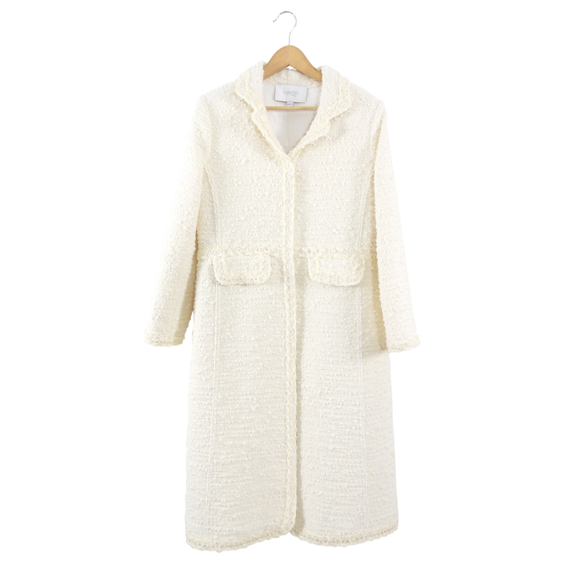 Giambattista Valli Ivory Tweed Sequin Coat - IT44 / M / 8