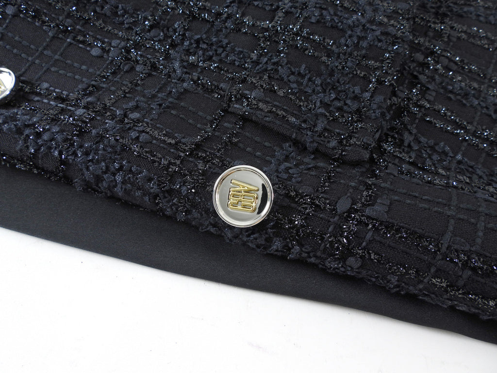 Giambattista Valli Black Shimmer Tweed Blazer with Gold Buttons - IT42 / 6