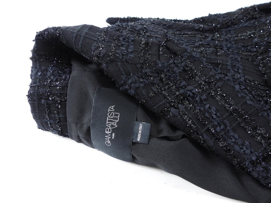 Giambattista Valli Black Shimmer Tweed Blazer with Gold Buttons - IT42 / 6