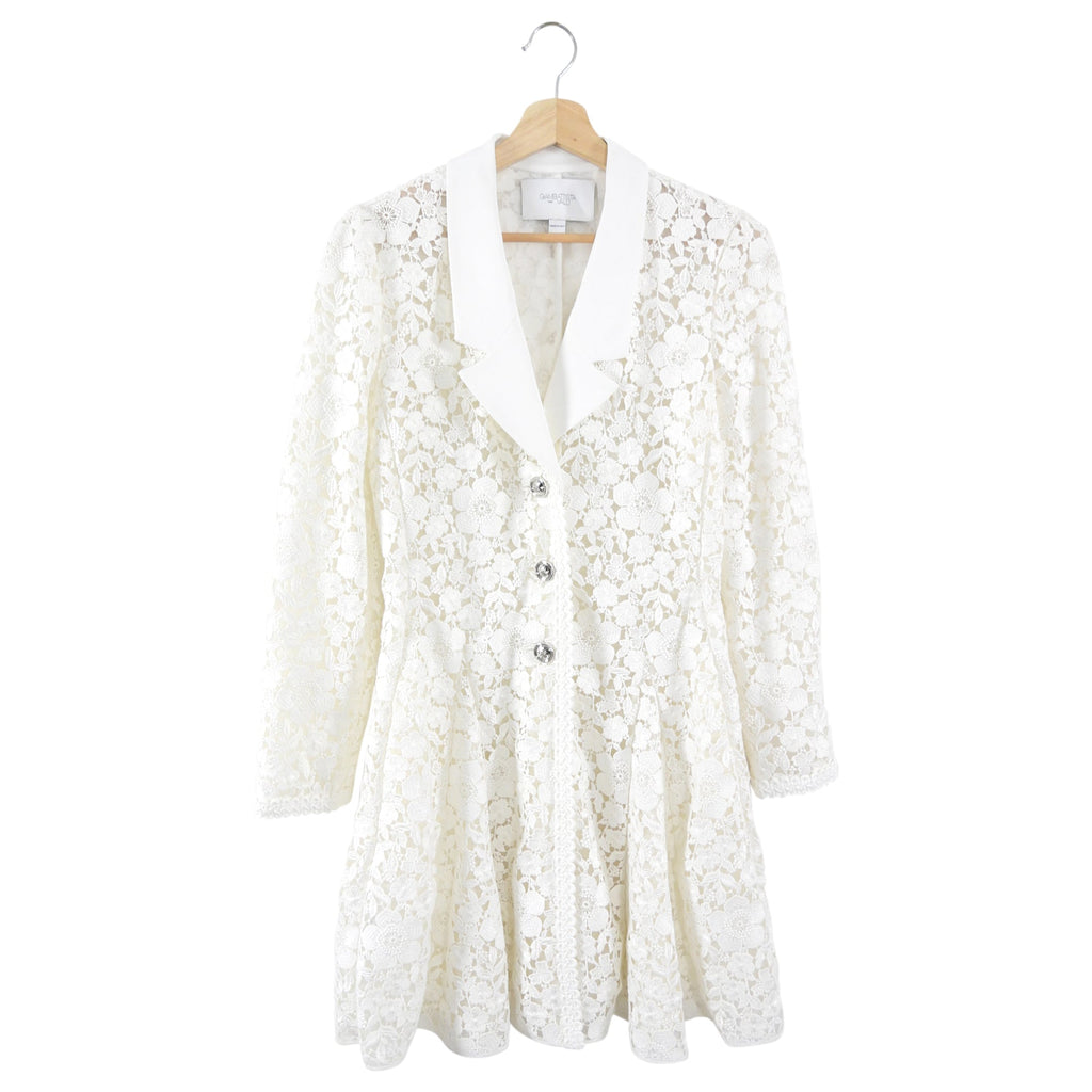 Giambattista Valli White Guipure Floral Lace Dress Coat - IT44 / 8