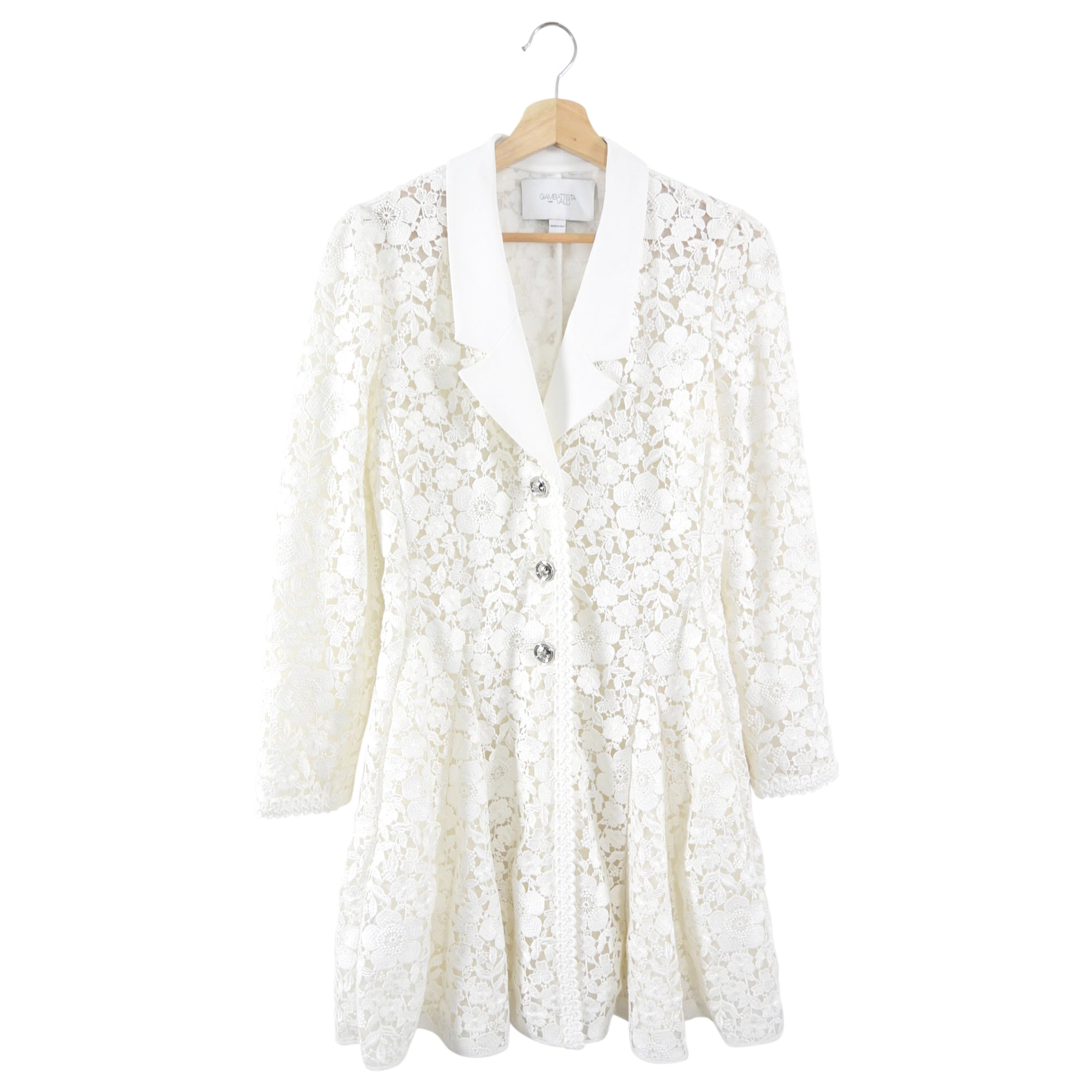 Giambattista Valli White Guipure Floral Lace Dress Coat - IT44 / 8