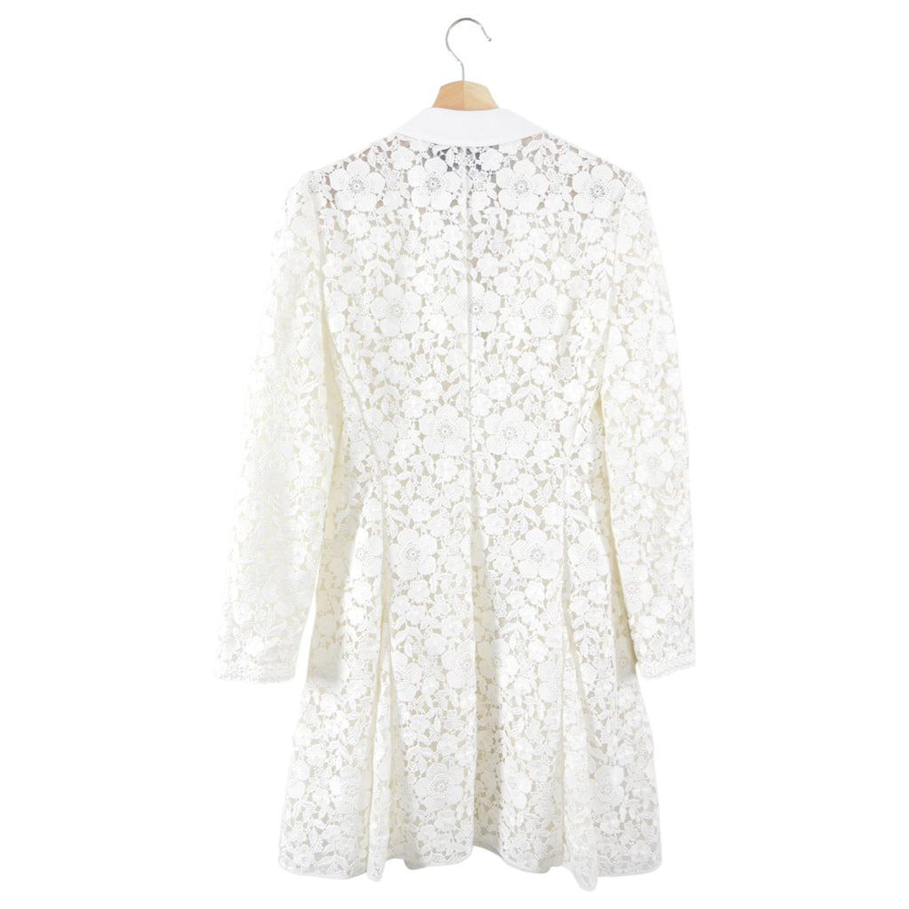 Giambattista Valli White Guipure Floral Lace Dress Coat - IT44 / 8